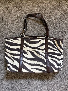 Michael Kors Canvas Zebra-Print Tote